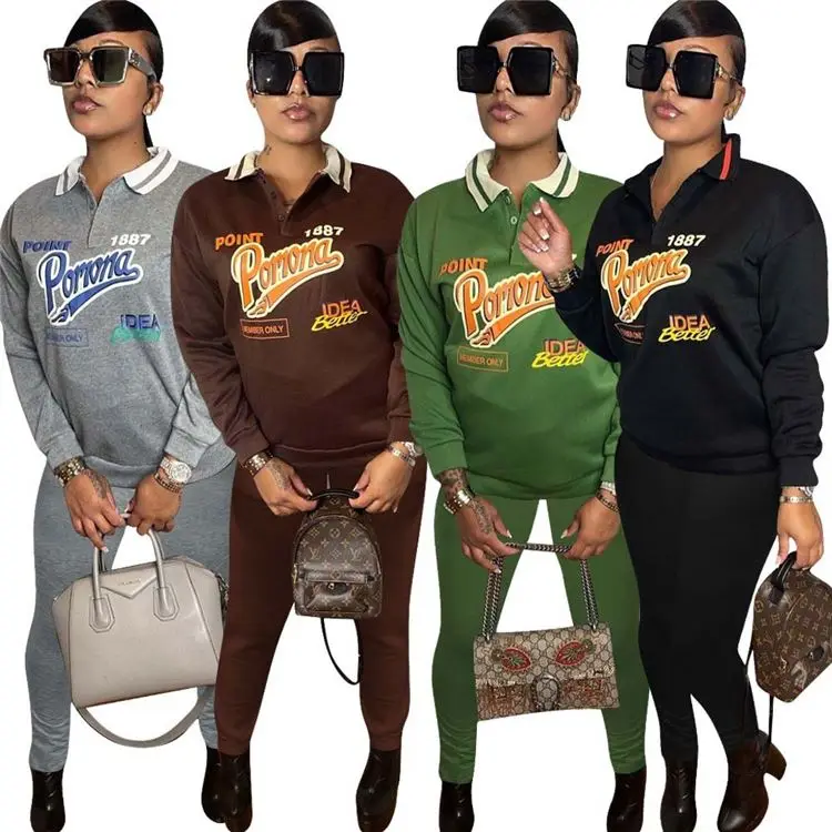 High Quality Letter Print Polo Collar Casual Joggers Pants Two Piece Pants Set Sportswear Ladies 2 Piece Set Women
High Quality Letter Print Polo Collar Casual Joggers Pants Two Piece Pants Set Sportswear Ladies 2 Piece Set Women