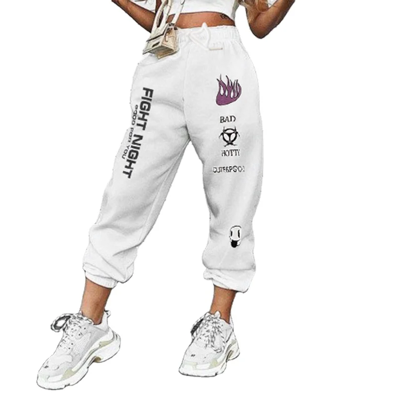 Women High Waist Casual Drawstring Jogger Trousers Loose White Letter Graffiti Printed Sport Harem Pants, Picture
Women High Waist Casual Drawstring Jogger Trousers Loose White Letter Graffiti Printed Sport Harem Pants, Picture