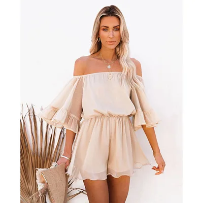 Short Sleeve Women Jumpsuit Romper Chiffon Ruffle Summer Off Shoulder Solid Color Lady Bodysuit Romper Sexy Female Jumpsuit
Short Sleeve Women Jumpsuit Romper Chiffon Ruffle Summer Off Shoulder Solid Color Lady Bodysuit Romper Sexy Female Jumpsuit