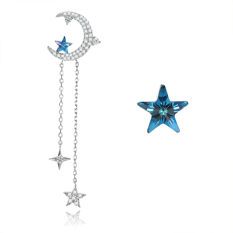 RINNTIN SWE13 Fashion Style 925 Sterling Silver Asymmetric Earrings Drop Jewelry Crystal Star and Moon Earrings
RINNTIN SWE13 Fashion Style 925 Sterling Silver Asymmetric Earrings Drop Jewelry Crystal Star and Moon Earrings