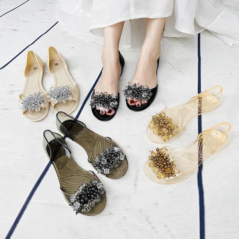 New style transparent sandals women summer flat jelly shoes glass rhinestone bow fashion plastic beach sandals, As the picture show
New style transparent sandals women summer flat jelly shoes glass rhinestone bow fashion plastic beach sandals, As the picture show