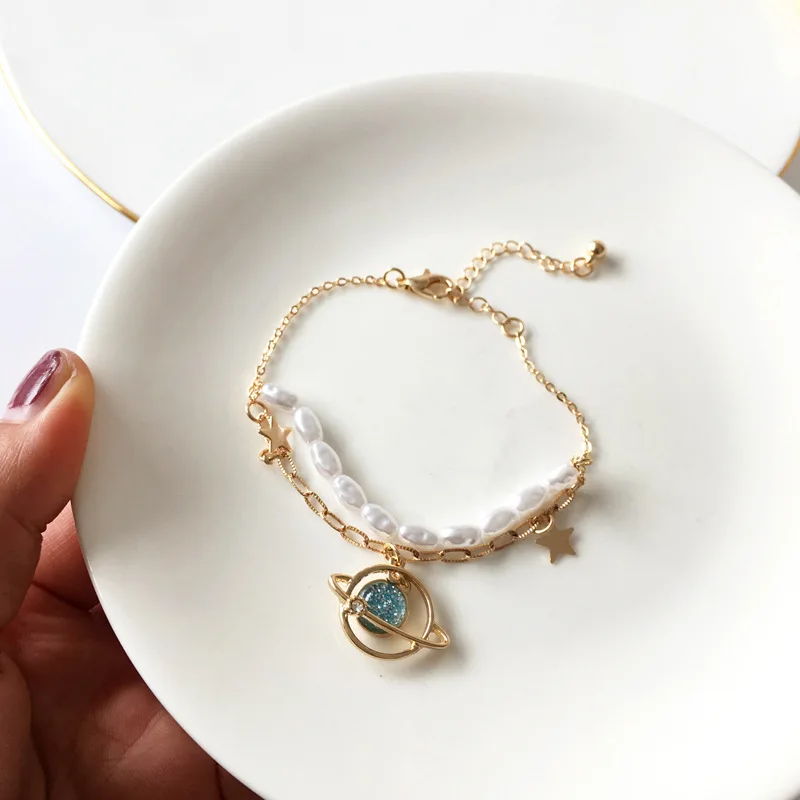 half pearl half chain Planets Bracelets And Anklets for Women Gold Color resin Summer star Bracelets for Women
half pearl half chain Planets Bracelets And Anklets for Women Gold Color resin Summer star Bracelets for Women