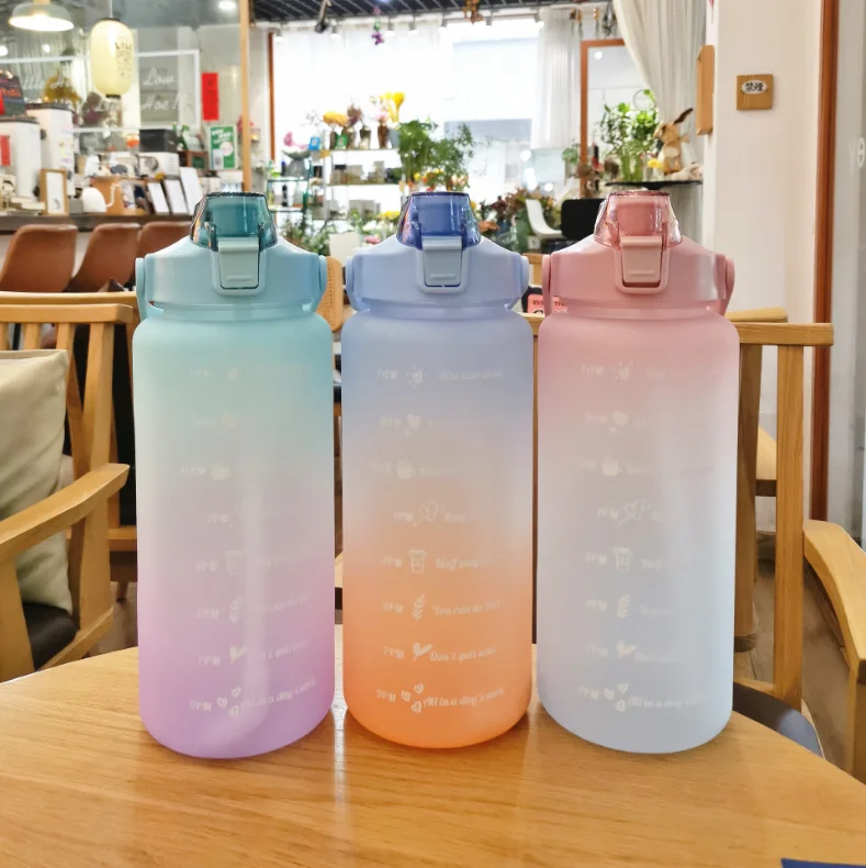 2000Ml Reusable BPA free Gradient Frosted Large Capacity Sports Water Bottle With Time Marker Motivation Plastic Water Bottle, Existing color
2000Ml Reusable BPA free Gradient Frosted Large Capacity Sports Water Bottle With Time Marker Motivation Plastic Water Bottle, Existing color