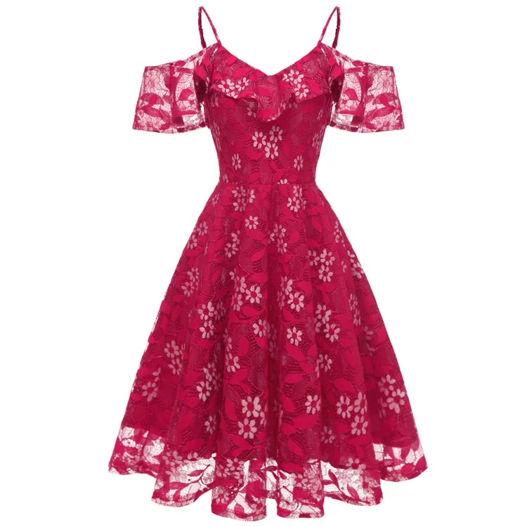 Lace Condole Belt Lace Sleeve Dress Spring and Summer Self-cultivation Big Swing Sexy A Women's Evening Dress
Lace Condole Belt Lace Sleeve Dress Spring and Summer Self-cultivation Big Swing Sexy A Women's Evening Dress