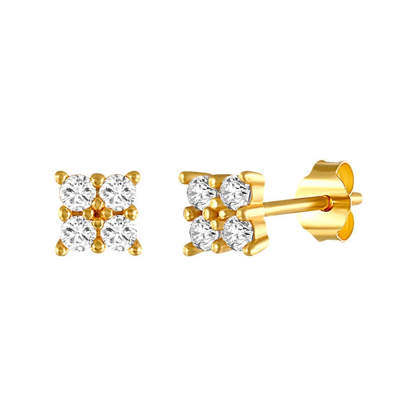 Hot Selling S925 Sterling Silver Stud Earrings Small Fresh Set Four Diamonds Sweet and Small Earrings
Hot Selling S925 Sterling Silver Stud Earrings Small Fresh Set Four Diamonds Sweet and Small Earrings