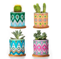 

Indoor ceramic mini pottery succulent bonsai pot flower planter pots for home decor Set of 4