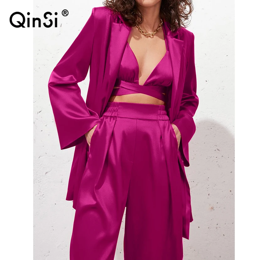 QINSI Coat Elegant Sashes Satin Jackets Fashion Spring 2022 Long Sleeve Oversized Women Blazer Solid Ladies Pink Blazer
QINSI Coat Elegant Sashes Satin Jackets Fashion Spring 2022 Long Sleeve Oversized Women Blazer Solid Ladies Pink Blazer