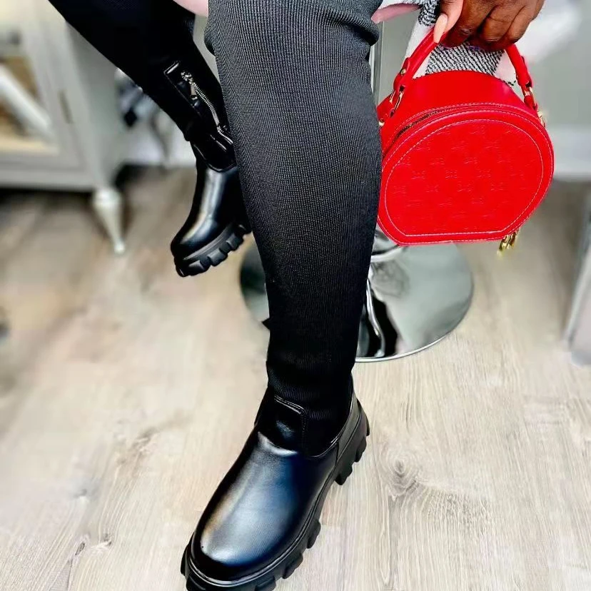 2021 hot selling long black boots women's knee- boots ladies tall white boots with zipper, Black white
2021 hot selling long black boots women's knee- boots ladies tall white boots with zipper, Black white