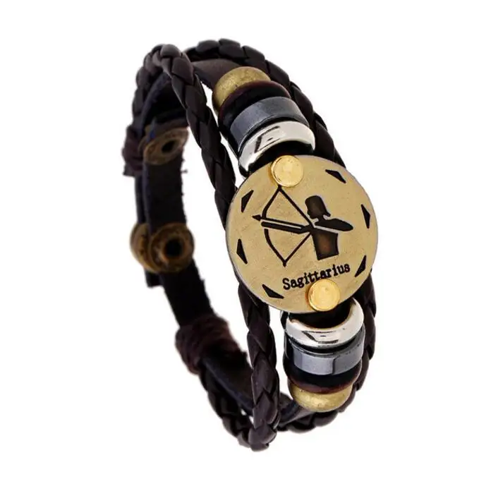 Hot Sell Aries Zodiac Leather Bracelet Zodiac Sign Bracelet Zodiac Jewelry Bracelet, With Adjustable Button, Fast Shipping