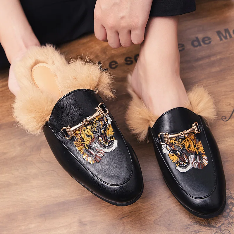 PDEP mule shoes for men with fur slip on half open artificial leather shoes for men, Black
PDEP mule shoes for men with fur slip on half open artificial leather shoes for men, Black