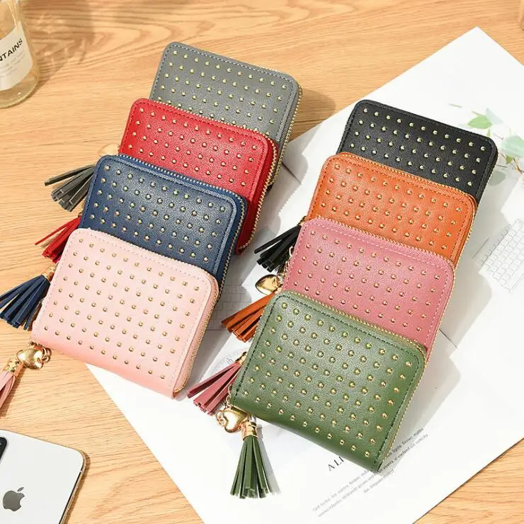 Factory Wholesale Rivet Leather Girl Small Wallet Women Female Short Coin Zipper Purse With Credit Card Holder, 8 colors
Factory Wholesale Rivet Leather Girl Small Wallet Women Female Short Coin Zipper Purse With Credit Card Holder, 8 colors