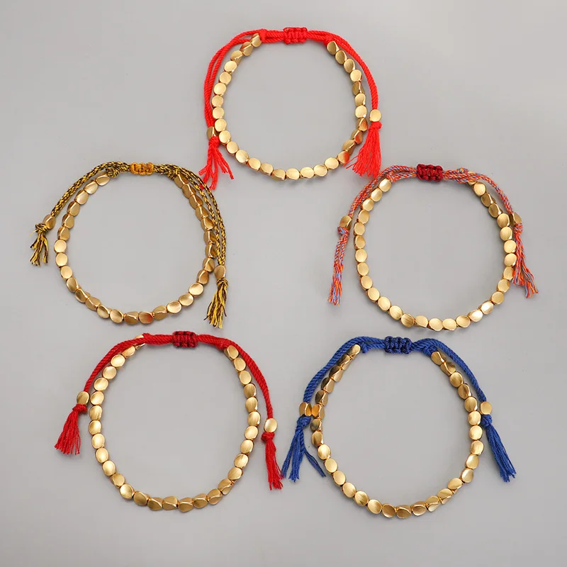 Bohemian Handmade Adjustable Rope Tassel Bracelet Irregular Brass Beaded for Men and Women, Gold
Bohemian Handmade Adjustable Rope Tassel Bracelet Irregular Brass Beaded for Men and Women, Gold