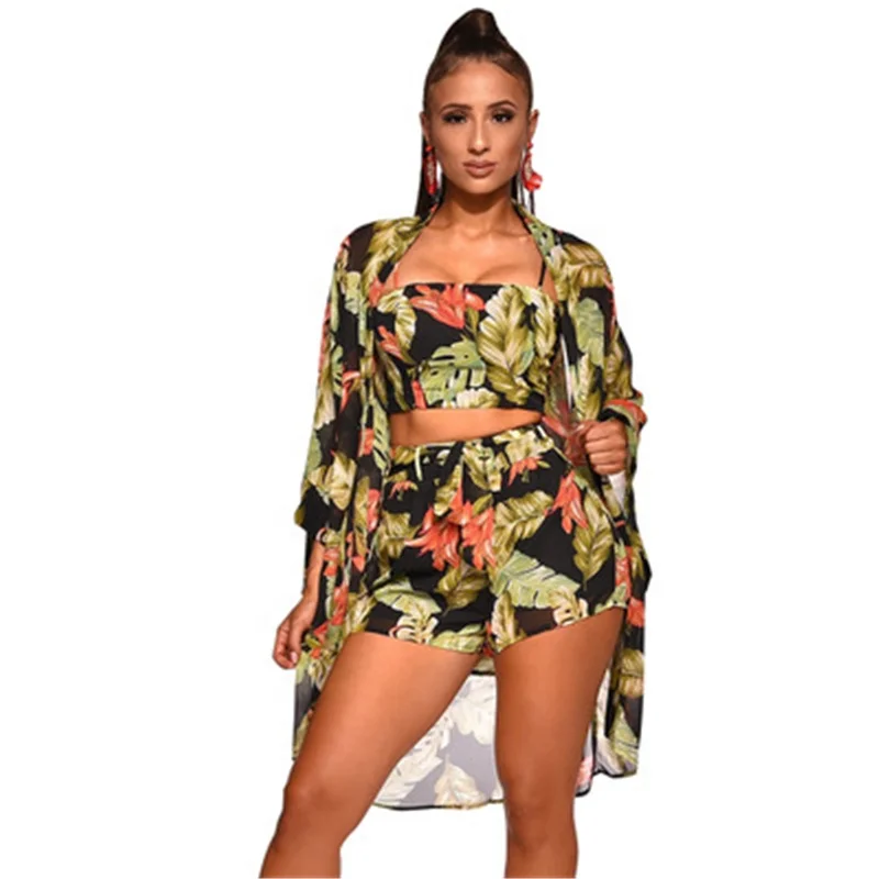 3 Piece Sets Chiffon Swimwear & Beachwear