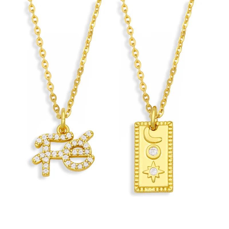 Fashion Cubic Zirconia 18K Gold Plated Diamond FE Symbol Pendant Necklace Women Star and Moon Shaped Chain, Gold color necklace
Fashion Cubic Zirconia 18K Gold Plated Diamond FE Symbol Pendant Necklace Women Star and Moon Shaped Chain, Gold color necklace