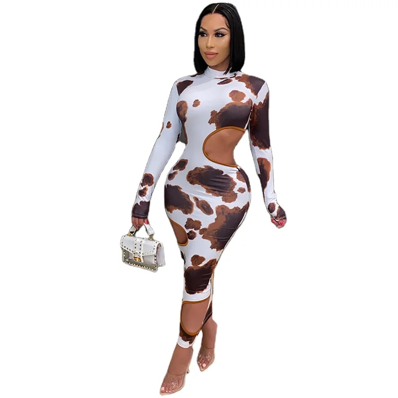 2021 New Arrival spring long sleeve Cow printed Hollow Out bodycon dress women casual dresses
2021 New Arrival spring long sleeve Cow printed Hollow Out bodycon dress women casual dresses
