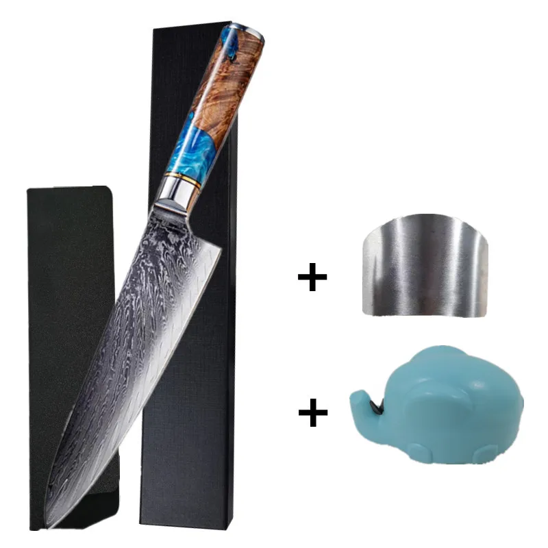 67 Layers Damascus Steel stabwood handle cut chicken sharpener stone Cover and kitchen chef knife with gift box, Silver
67 Layers Damascus Steel stabwood handle cut chicken sharpener stone Cover and kitchen chef knife with gift box, Silver