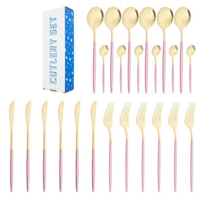 Factory Wholesale Luxury Two-Color Outdoor Camping 24-Piece Stainless Steel Dinnerware Knife Fork Spoon Gift Cutlery Set Vajilla, 7 color
Factory Wholesale Luxury Two-Color Outdoor Camping 24-Piece Stainless Steel Dinnerware Knife Fork Spoon Gift Cutlery Set Vajilla, 7 color