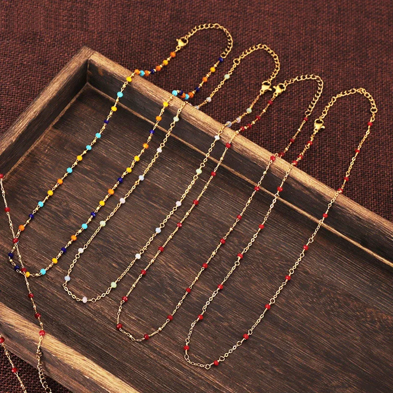 BN0661 14K Gold Plated Stainless Steel Necklace Handmade Colorful Rice Bead necklace Women Unique Choker
BN0661 14K Gold Plated Stainless Steel Necklace Handmade Colorful Rice Bead necklace Women Unique Choker