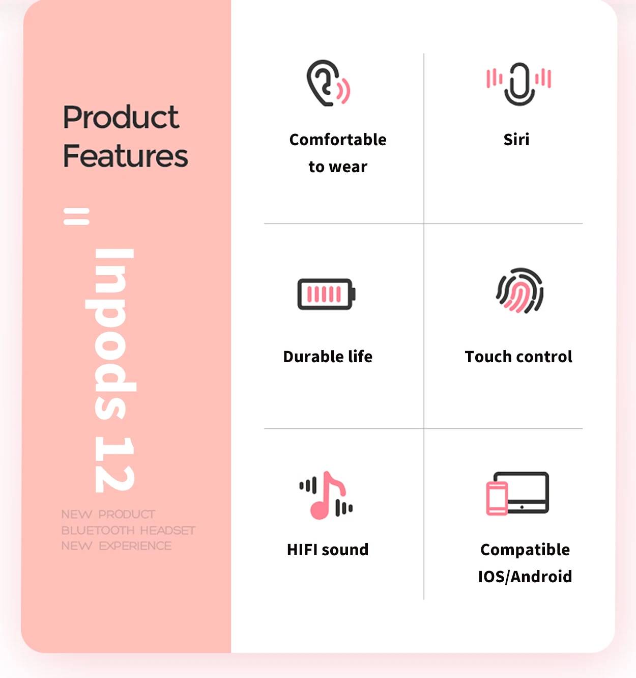 Macaron Headphone Inpods 12 i12 Frosted Matte Touch Feeling Tws Wireless Earphone For iPhone 11 Pro Android Earbuds Stereo - ANKUX.COM