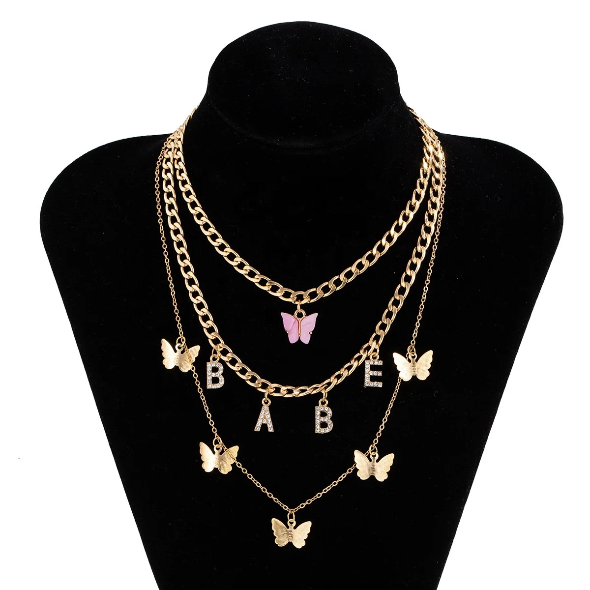 Butterfly Choker Necklace Women Punk Hip Hop Crystal Letter Pendants Necklace Gothic Layered Chain Necklaces, Customized color
Butterfly Choker Necklace Women Punk Hip Hop Crystal Letter Pendants Necklace Gothic Layered Chain Necklaces, Customized color