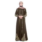 Turkey Sudan Army Green Kimono Burqa Design Robe And Dress Two Piece Women Clothing Islamic Abaya Set