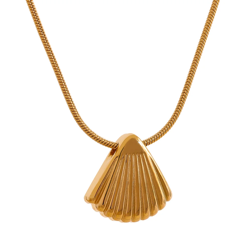 JINYOU 1025 Statement Metal Shell Pendant Stainless Steel Necklace Waterproof Summer Stylish Gold Color PVD Plated Wholesale
JINYOU 1025 Statement Metal Shell Pendant Stainless Steel Necklace Waterproof Summer Stylish Gold Color PVD Plated Wholesale