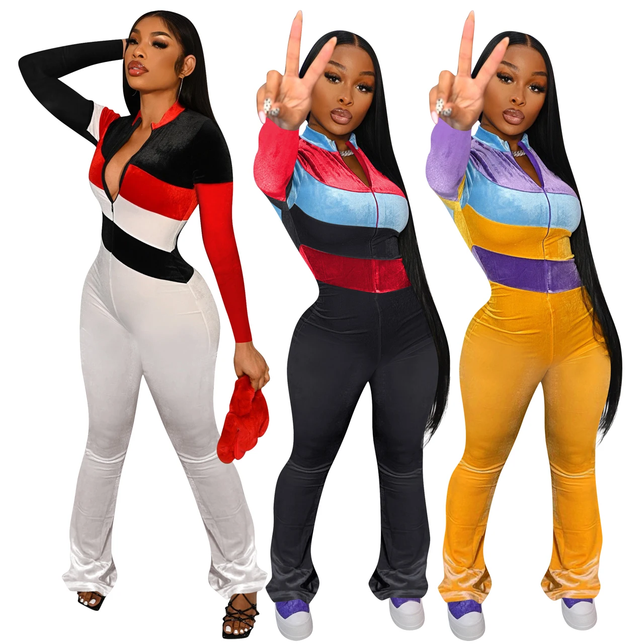 2021 Fashion Patchwork Rompers Long Sleeve Zipper Jumpsuit Bodycon Women One Piece Jumpsuits elegant, Customized color
2021 Fashion Patchwork Rompers Long Sleeve Zipper Jumpsuit Bodycon Women One Piece Jumpsuits elegant, Customized color