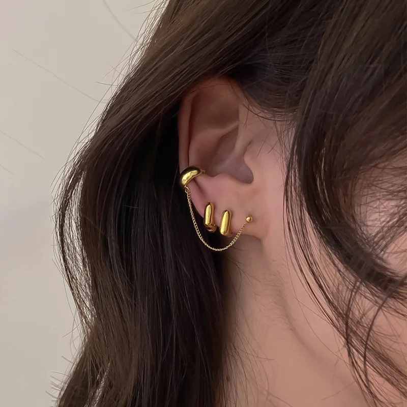 2 Designs Gold Plated U Shape Thin Chain Earrings Chunky Circle Geometric Earrings for Women Minimalist Hoop Earrings
2 Designs Gold Plated U Shape Thin Chain Earrings Chunky Circle Geometric Earrings for Women Minimalist Hoop Earrings