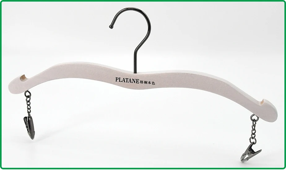 Custom Logo white laminated wooden bra hanger ladies underwear hanger for panty
