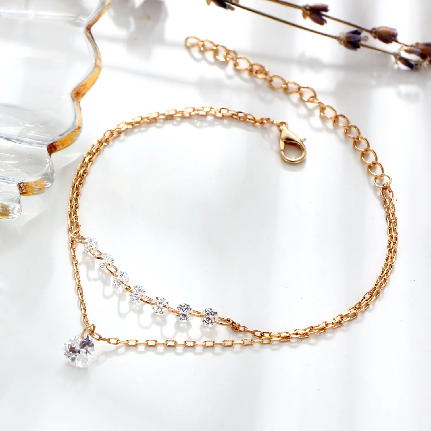 Fashion Heart Round CZ Double Layered Gold Plated Alloy Bracelet Trendy Bangles for Women Hot Selling Jewelry, Picture shows
Fashion Heart Round CZ Double Layered Gold Plated Alloy Bracelet Trendy Bangles for Women Hot Selling Jewelry, Picture shows