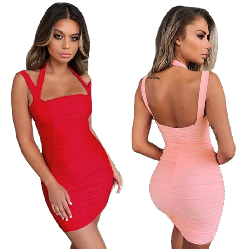 Summer Sexy Bodycon Temperament Halter Pleated Sleeveless Mini Dress Women Clothing, 6 colors
Summer Sexy Bodycon Temperament Halter Pleated Sleeveless Mini Dress Women Clothing, 6 colors