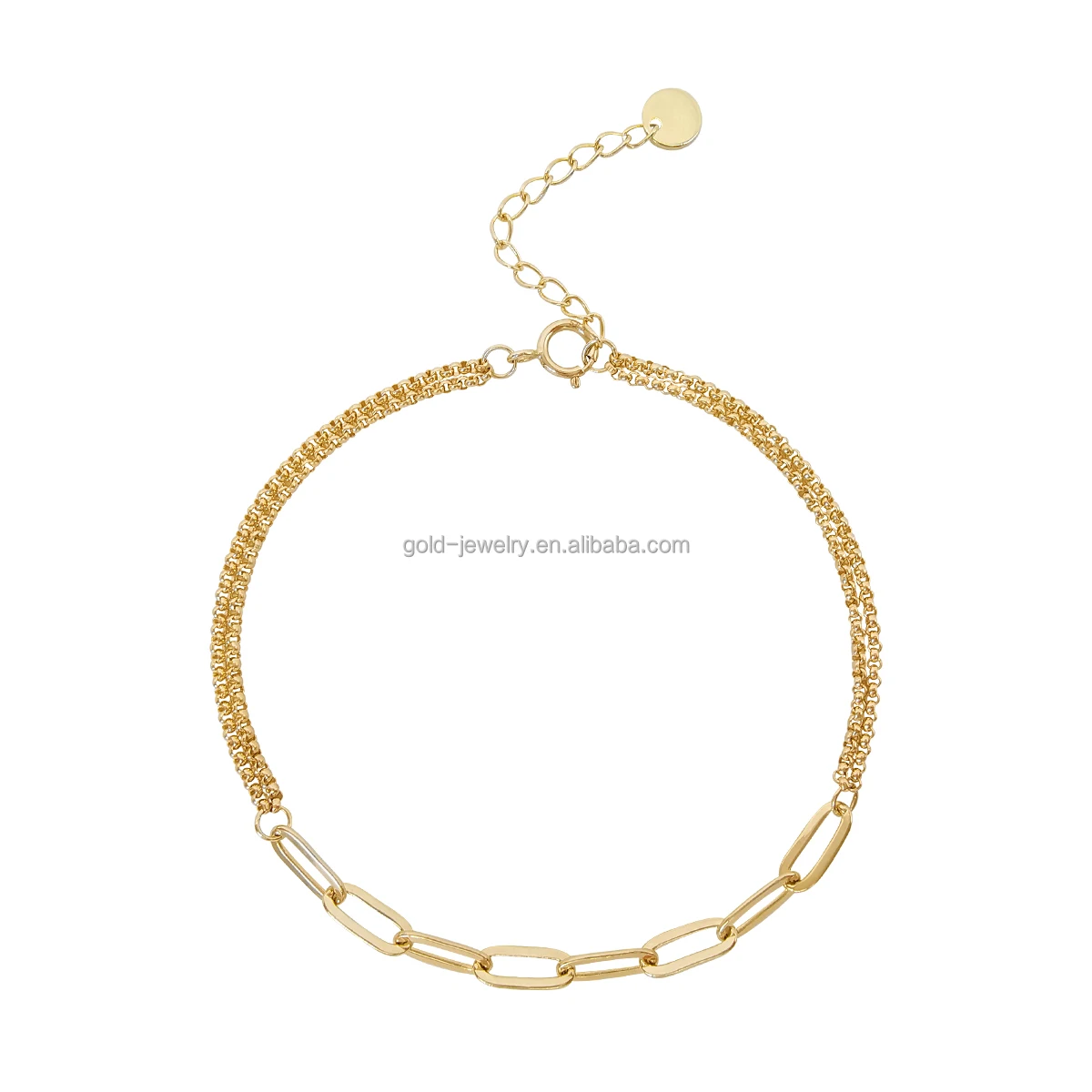 New Design 14K Gold Jewelry Roll Chain& Paper Clip Chain Bracelets Women Gift
New Design 14K Gold Jewelry Roll Chain& Paper Clip Chain Bracelets Women Gift