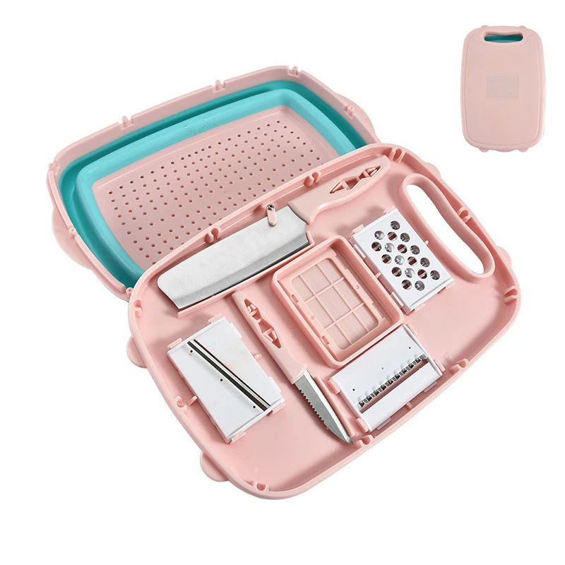Multifunctional Tray Plastic foldable collapsible Chopping Cutting Board Set with Water Drain Storage Basket Knife Set
Multifunctional Tray Plastic foldable collapsible Chopping Cutting Board Set with Water Drain Storage Basket Knife Set