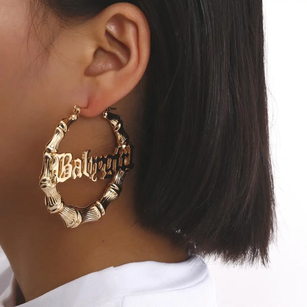 Hollow letter punk gold drop earring female bamboo round circle personality retro hoop earrings (SK1212), As picture
Hollow letter punk gold drop earring female bamboo round circle personality retro hoop earrings (SK1212), As picture