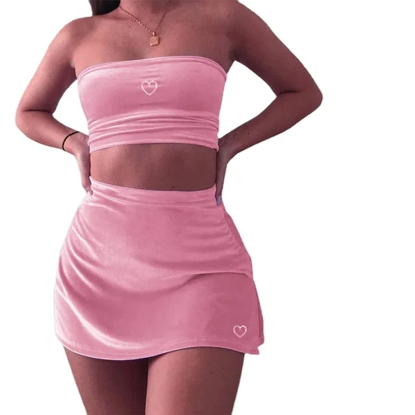 Limited Time Offer Heart Decor Strapless Top And Skirt Outfits Velvet 2 Piece Set Women, Picture
Limited Time Offer Heart Decor Strapless Top And Skirt Outfits Velvet 2 Piece Set Women, Picture