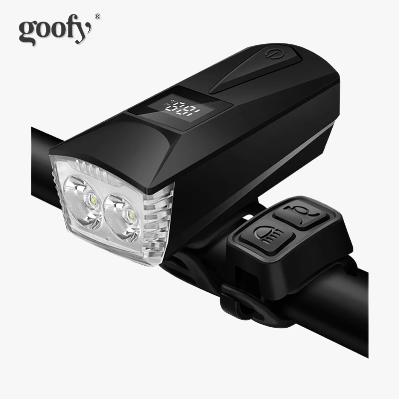 Bicycle Headlight USB Rechargeable Bike Front Head Light Dual LED Lamp With Horn
