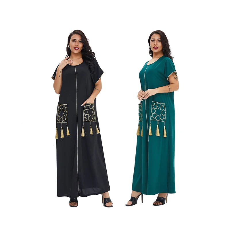 Plus Size Loose Oversize Polyester Floor Length Maxi Long Summer Islamic Muslim Dress, Black green
Plus Size Loose Oversize Polyester Floor Length Maxi Long Summer Islamic Muslim Dress, Black green