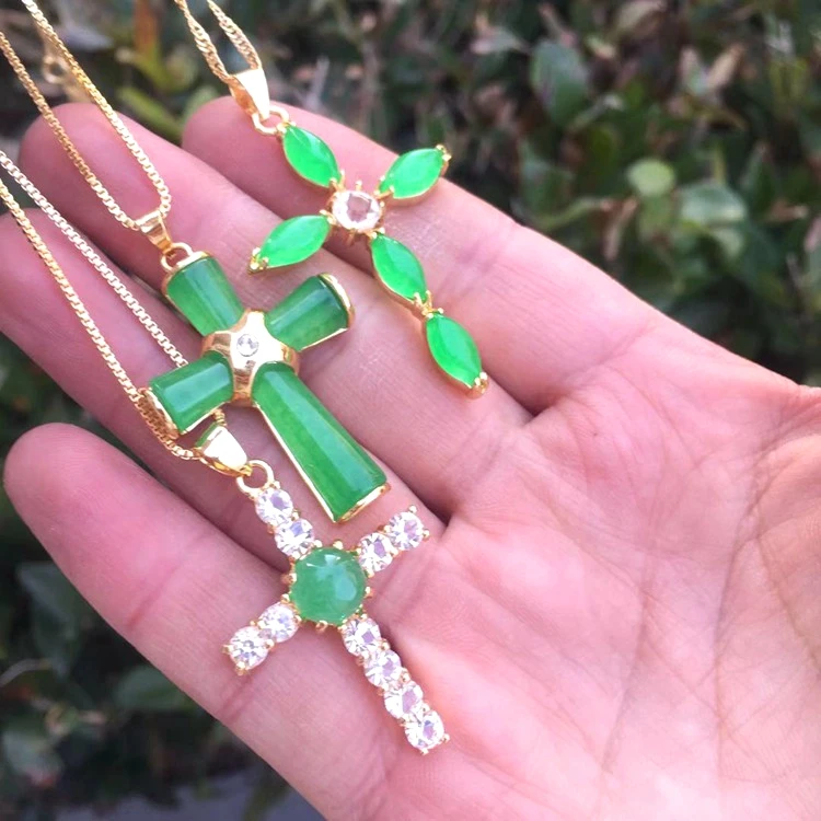 Jialin Jewelry Hot Sale Green agate jade cross pendant women diamond cross necklace women charm Jewelry
Jialin Jewelry Hot Sale Green agate jade cross pendant women diamond cross necklace women charm Jewelry