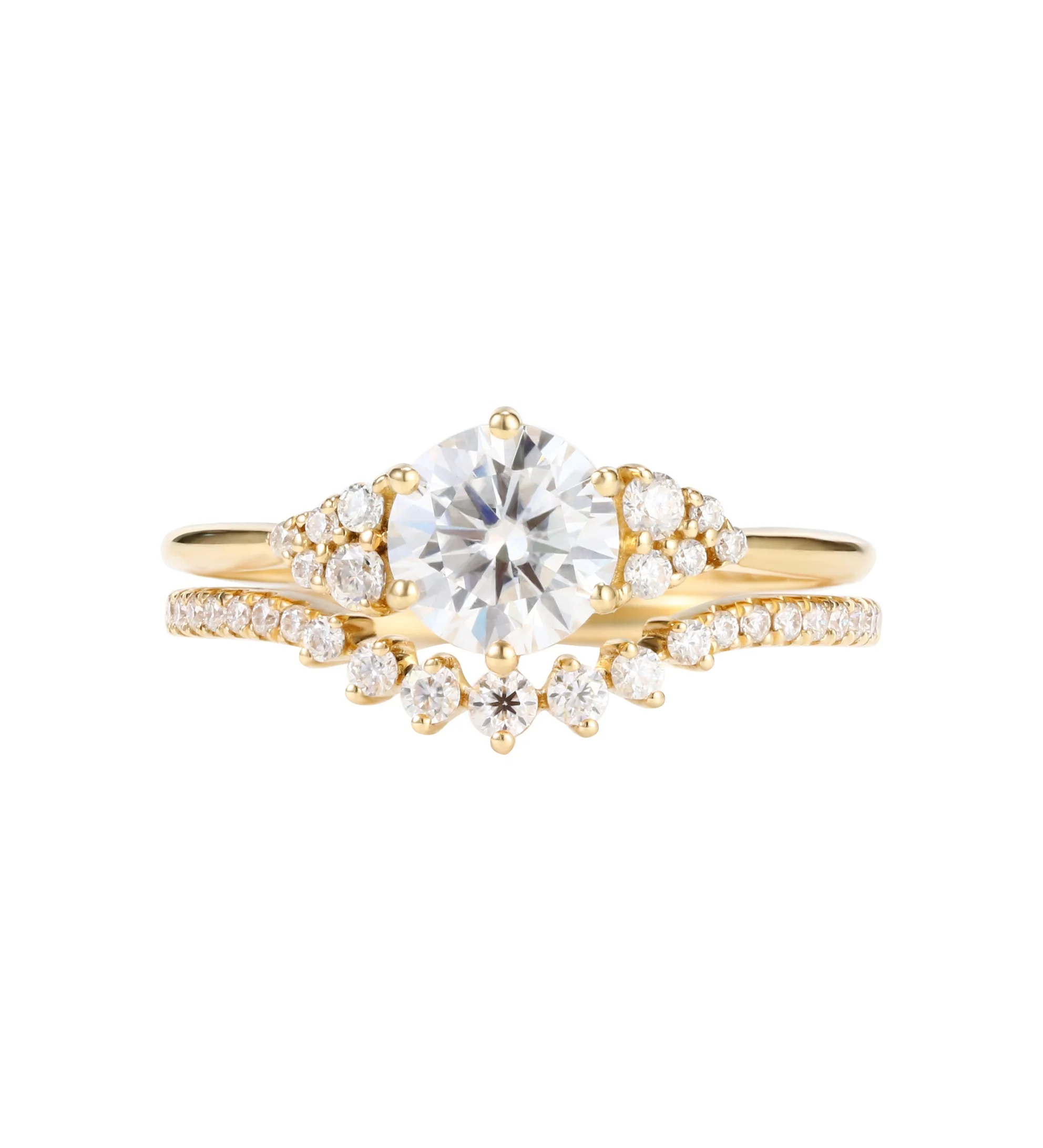 Fashion Wholesale 14K Yellow Gold China Jewelry Round Cut Mossanite Engagement Rings Set, Picture shows
Fashion Wholesale 14K Yellow Gold China Jewelry Round Cut Mossanite Engagement Rings Set, Picture shows