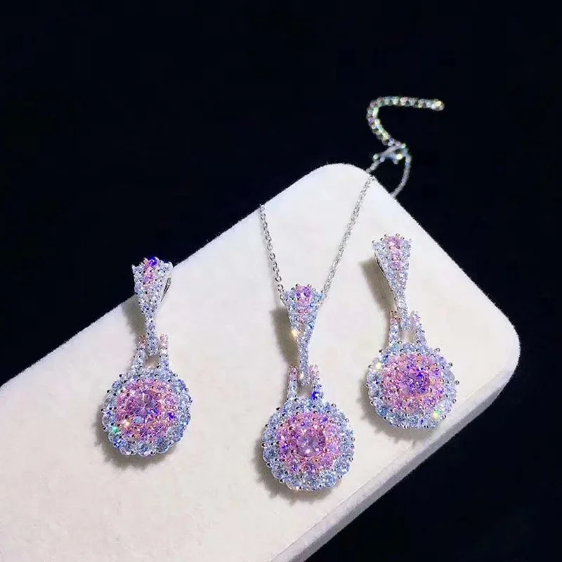 Luxury Elegant Pink Crystal Necklace Earrings Ring Set For Women Fashion Roman Silver Jewelry Sets Trend Wedding Gift, Picture shows
Luxury Elegant Pink Crystal Necklace Earrings Ring Set For Women Fashion Roman Silver Jewelry Sets Trend Wedding Gift, Picture shows