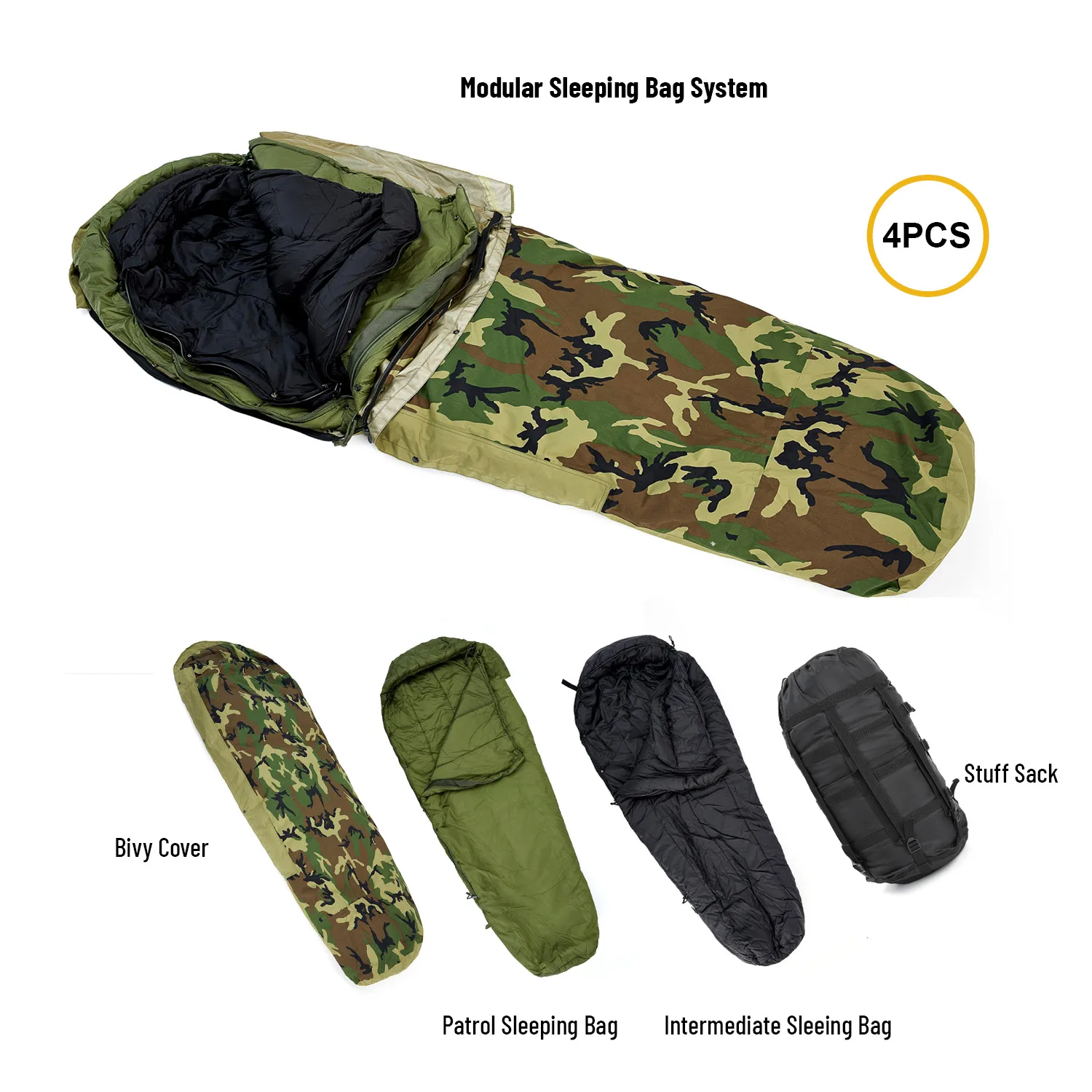 MT Army Military Modular Sleeping Bags System Extremly Cold Resistant Woodland, Woodland camouflage
MT Army Military Modular Sleeping Bags System Extremly Cold Resistant Woodland, Woodland camouflage
