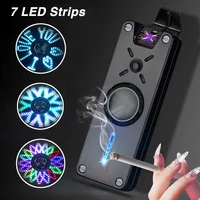 

Hand Spinner USB Electronic Lighter 7 LED Strips Fidget Spinner Double Arc Plasma Lighter Windproof Cigarette Lighters Toys Gift