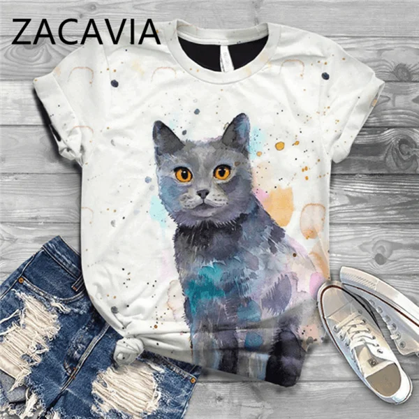 Zacavia 2021 Summer New T-shirt Women Animal 3D Digital Printing Casual Short-sleeved T-shirt, Picture showed
Zacavia 2021 Summer New T-shirt Women Animal 3D Digital Printing Casual Short-sleeved T-shirt, Picture showed