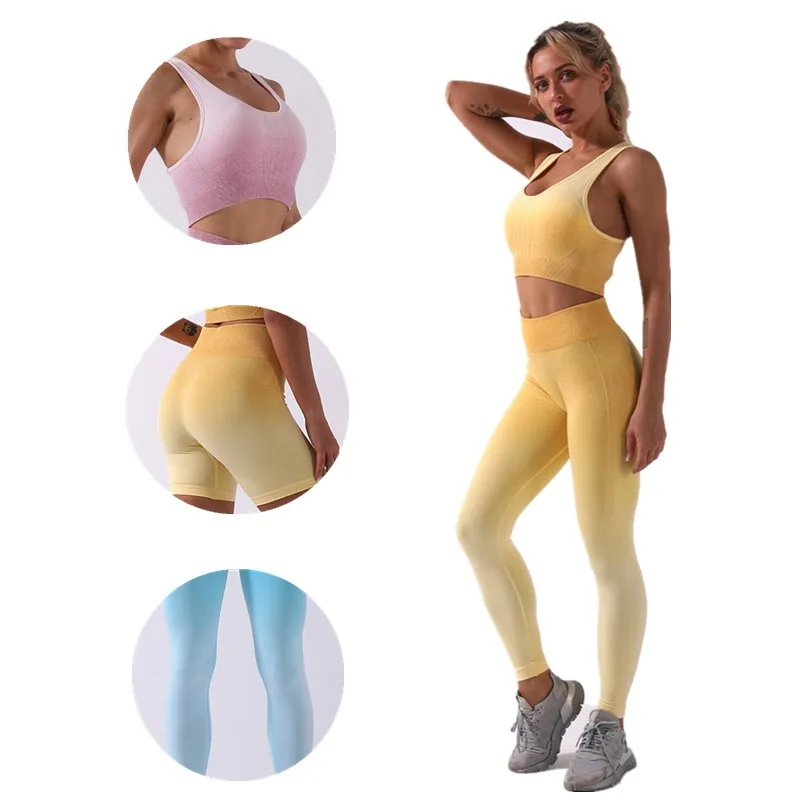 Three-piece suit Woman Fitness Gradient Mesh Yoga Leggings Seamless Or Top Fitness Yoga Wear set, 3colors
Three-piece suit Woman Fitness Gradient Mesh Yoga Leggings Seamless Or Top Fitness Yoga Wear set, 3colors