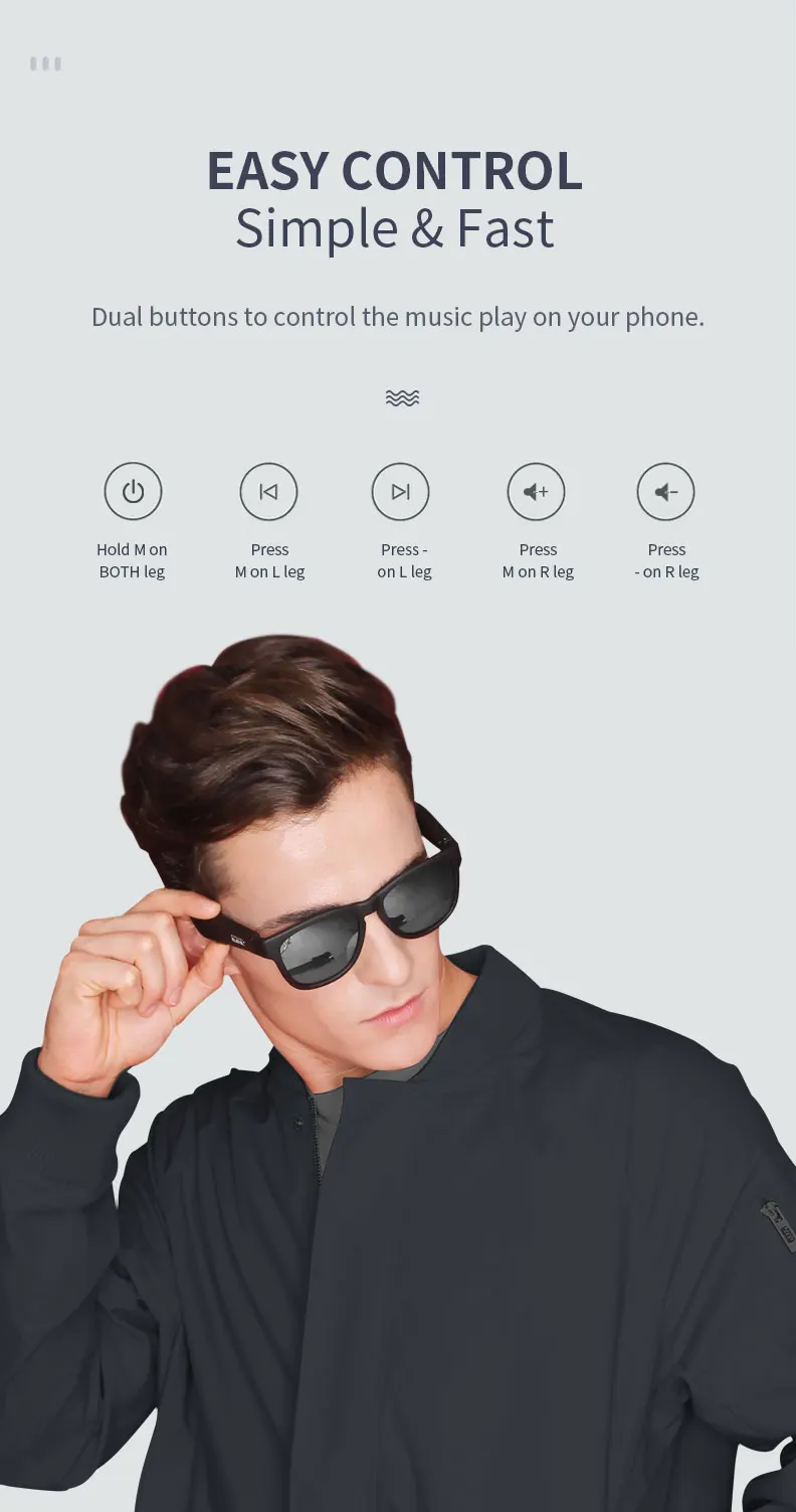 EAS1 bone conduction speaker military headset magic trick tactical sport sunglasses bluetooth 5.0 wireless headphones SALES10 - ANKUX.COM
