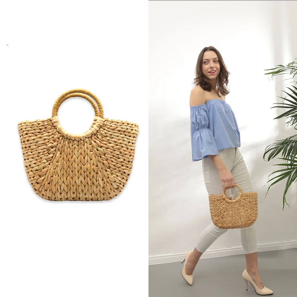 2021 new travel beach ladies handbag holiday woven pursebag half round straw woven bag, Picture
2021 new travel beach ladies handbag holiday woven pursebag half round straw woven bag, Picture