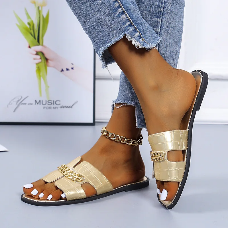 Classic Designer New 2021 Women Flat Flip Flops Double Chain Sandal Slippers Shoes Women Lady Flats Slippers Sandals Shoes Woman
Classic Designer New 2021 Women Flat Flip Flops Double Chain Sandal Slippers Shoes Women Lady Flats Slippers Sandals Shoes Woman
