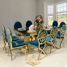 Design Dining Table Banquet Table New Design Metal Dining Room Furniture Banquet Gold Stainless Steel Table