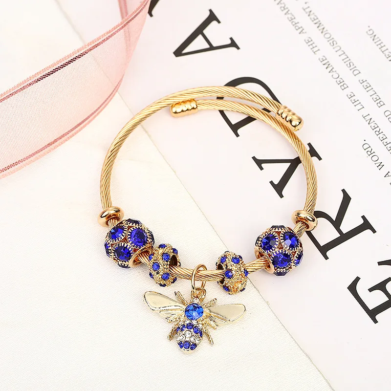 Hot Selling Jewelry Diamond And bead Charm Bracelet Gold Plated Stainless Steel BEE Bracelet, Silver
Hot Selling Jewelry Diamond And bead Charm Bracelet Gold Plated Stainless Steel BEE Bracelet, Silver