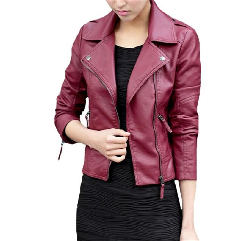 Women Zipper Faux Leather Jackets Party Streetwear Lady Bomber Motorcycle Outerwear Coat for club
Women Zipper Faux Leather Jackets Party Streetwear Lady Bomber Motorcycle Outerwear Coat for club